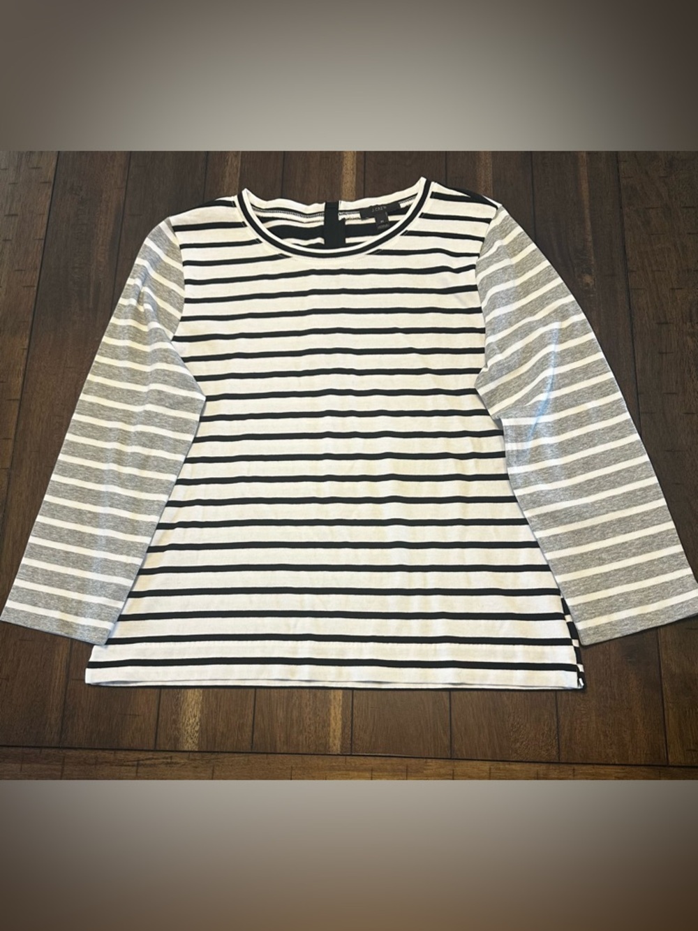 J. Crew Black and White Striped Long-Sleeve Tee